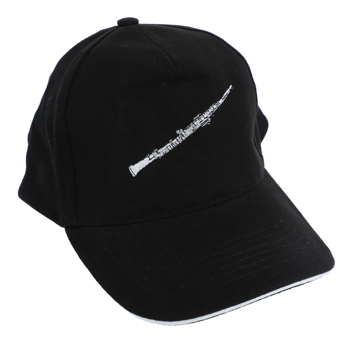 Baseball cap with embroidered instruments, black, cotton