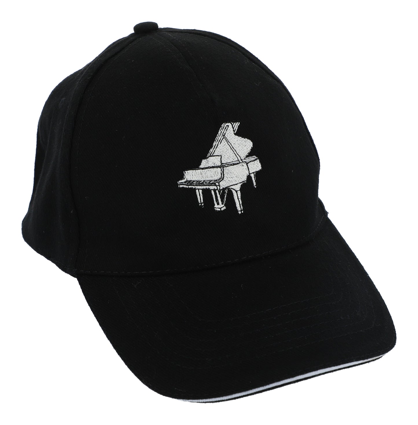 Baseball cap with embroidered instruments, black, cotton