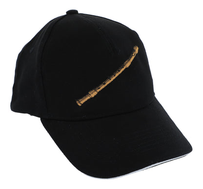 Baseball cap with embroidered instruments, black, cotton