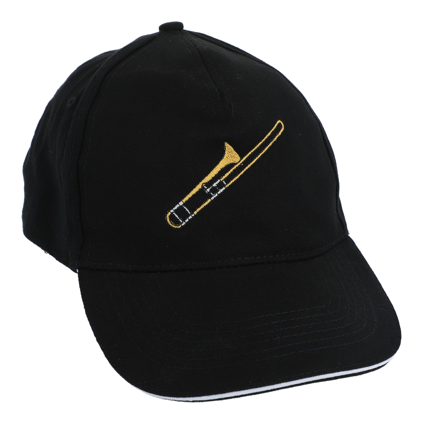 Baseball cap with embroidered instruments, black, cotton