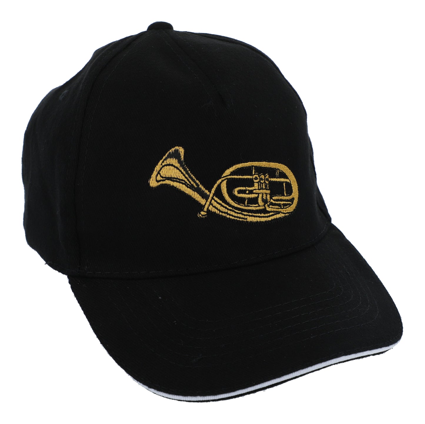 Baseball cap with embroidered instruments, black, cotton