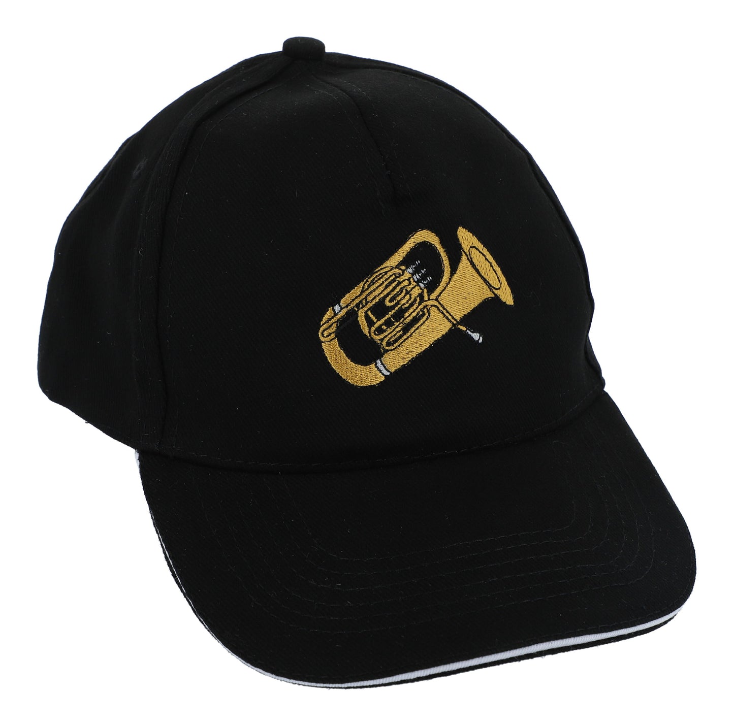 Baseball cap with embroidered instruments, black, cotton