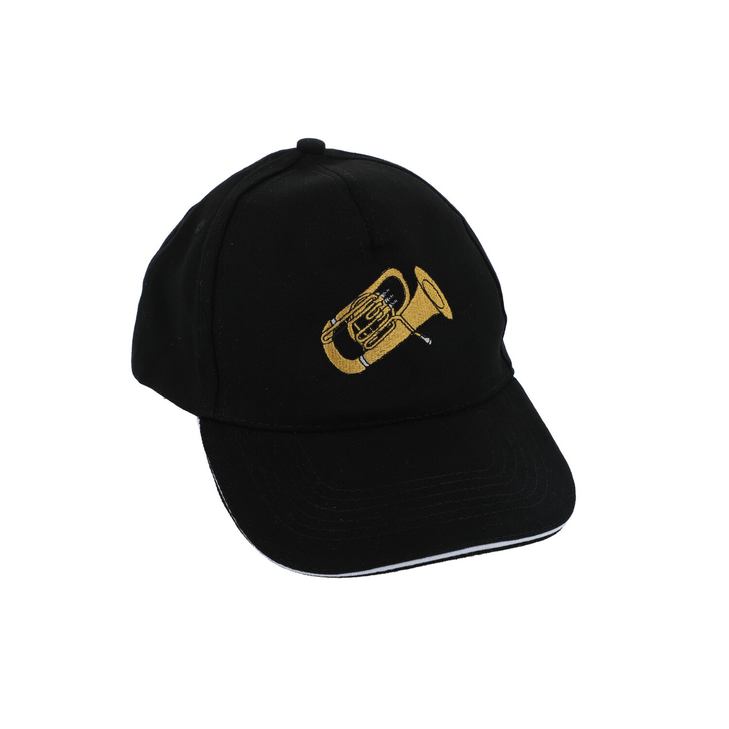 Baseball cap with embroidered instruments, black, cotton