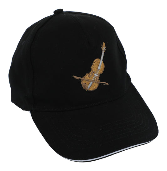 Baseball cap with embroidered instruments, black, cotton