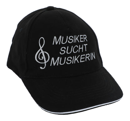 Baseball cap with musician sayings, black, cotton