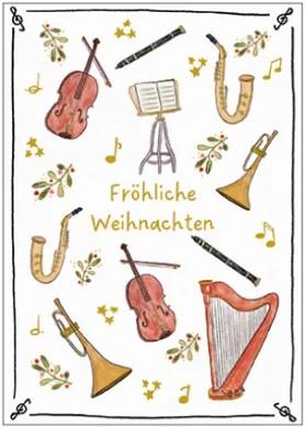 Postkarte Fröhliche Weihnachten (Instrumente)