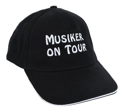 Baseball cap with musician sayings, black, cotton