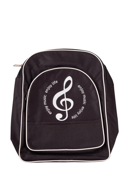 black children's backpack with treble clef