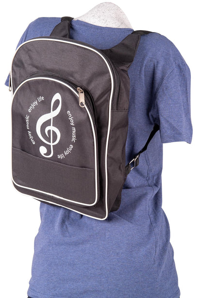 black children's backpack with treble clef