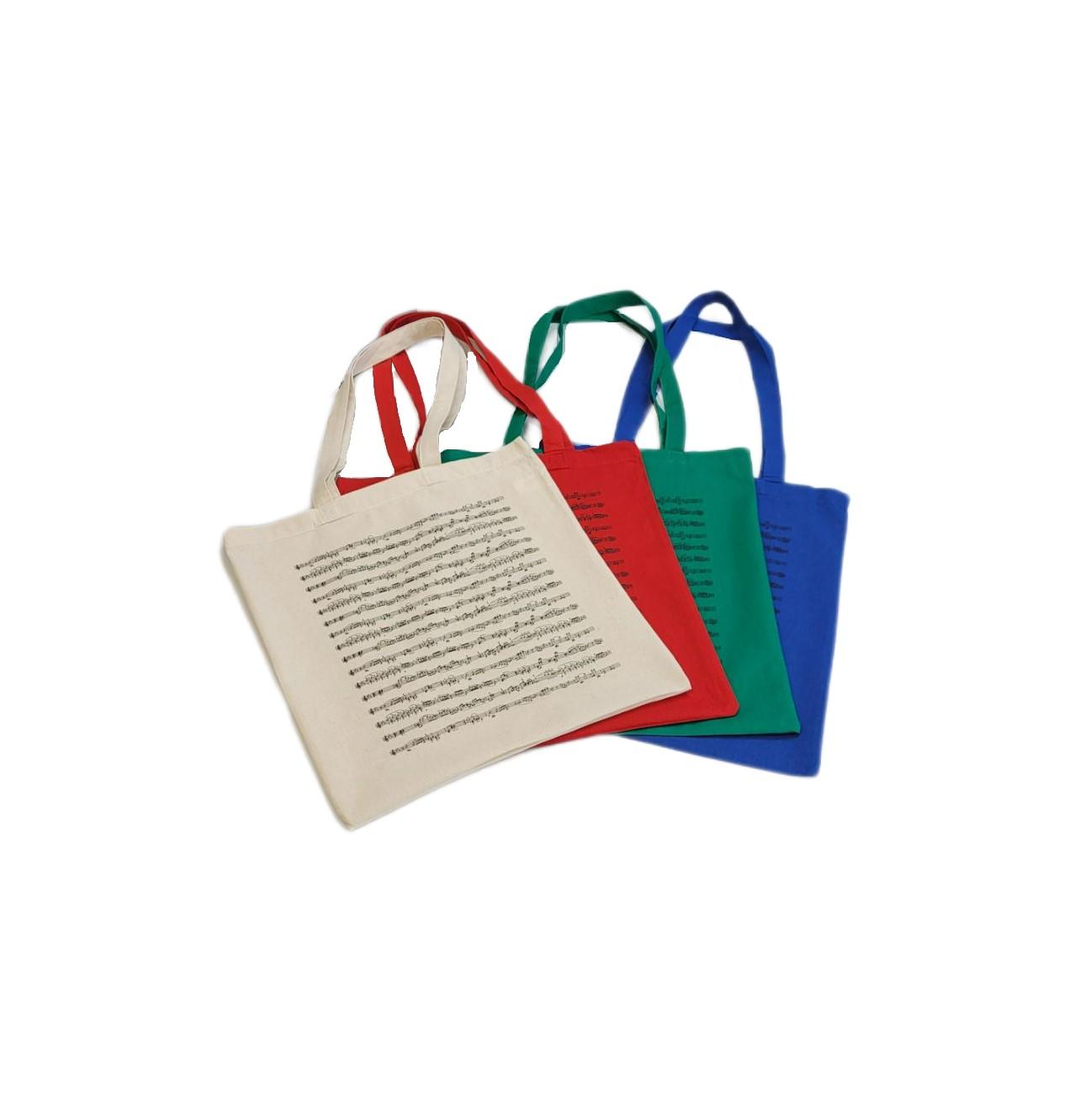 Music line tote bag with long handles, various colors