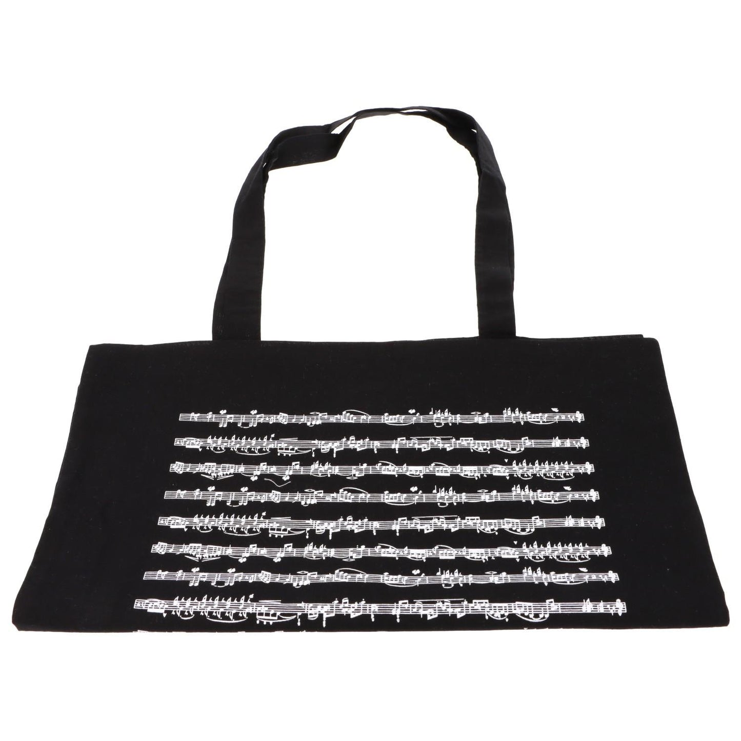Notenlinien-Henkeltasche, schwarz, lange Henkel