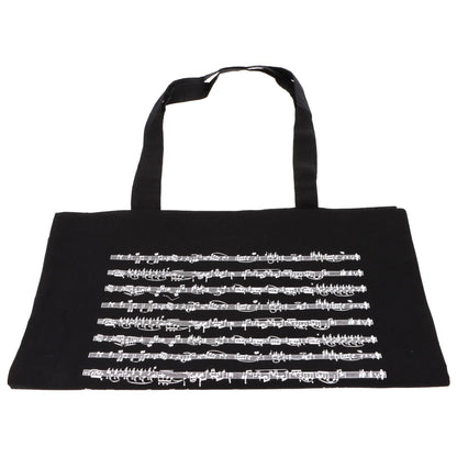 Notenlinien-Henkeltasche, schwarz, lange Henkel