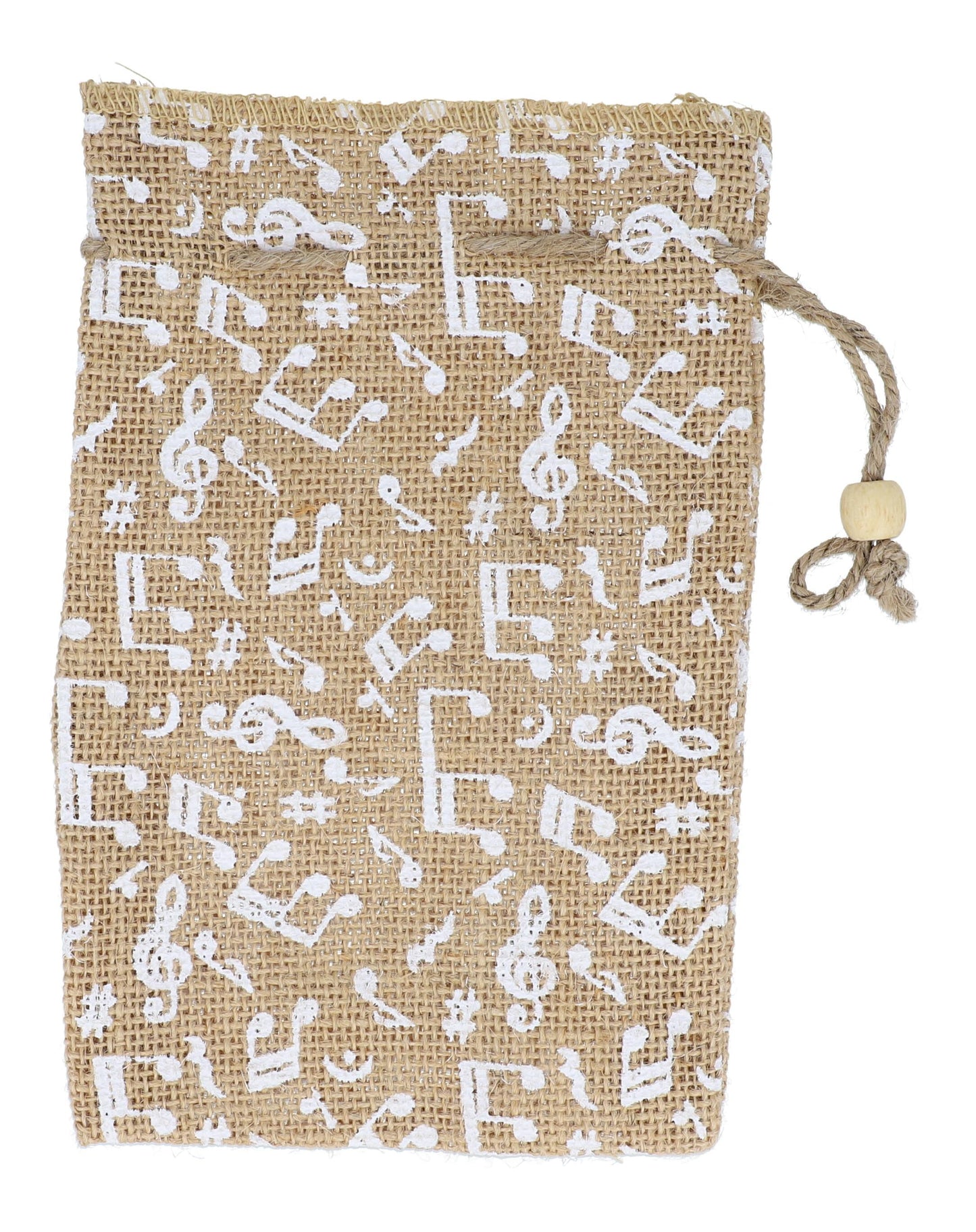 Jute drawstring bag with printed music mix