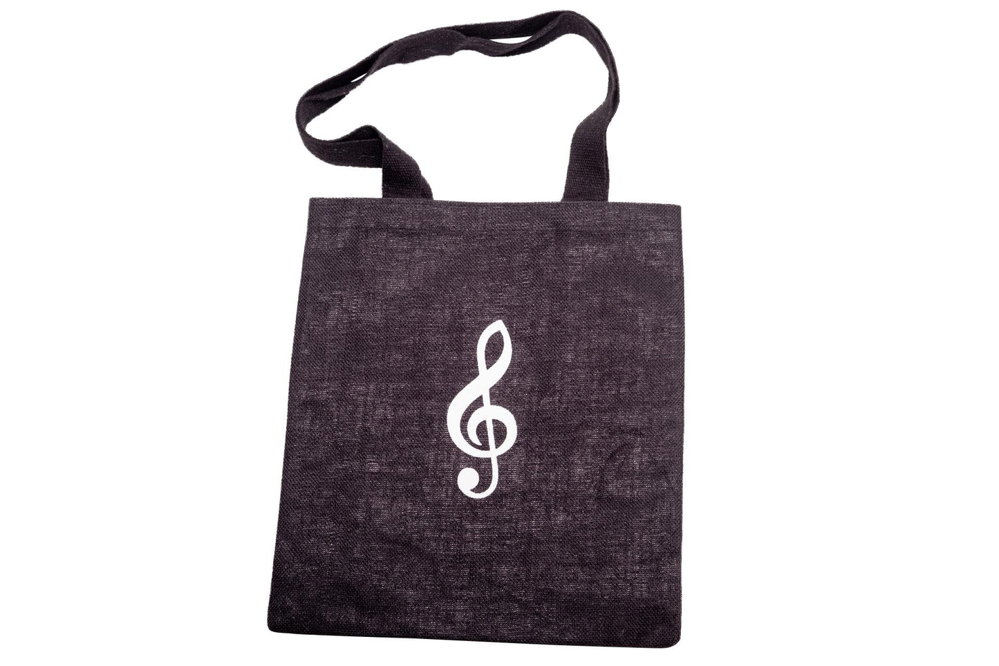 Jute handle bag, black with white treble clef