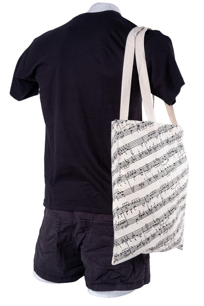 Cotton handle bag with black music lines