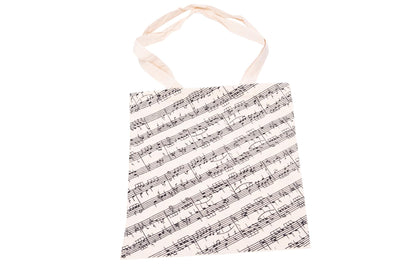 Cotton handle bag with black music lines