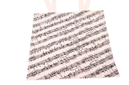 Cotton handle bag with black music lines