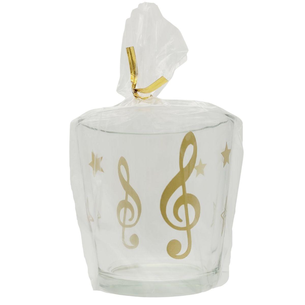 Christmas tealight glass with treble clef and stars, lantern