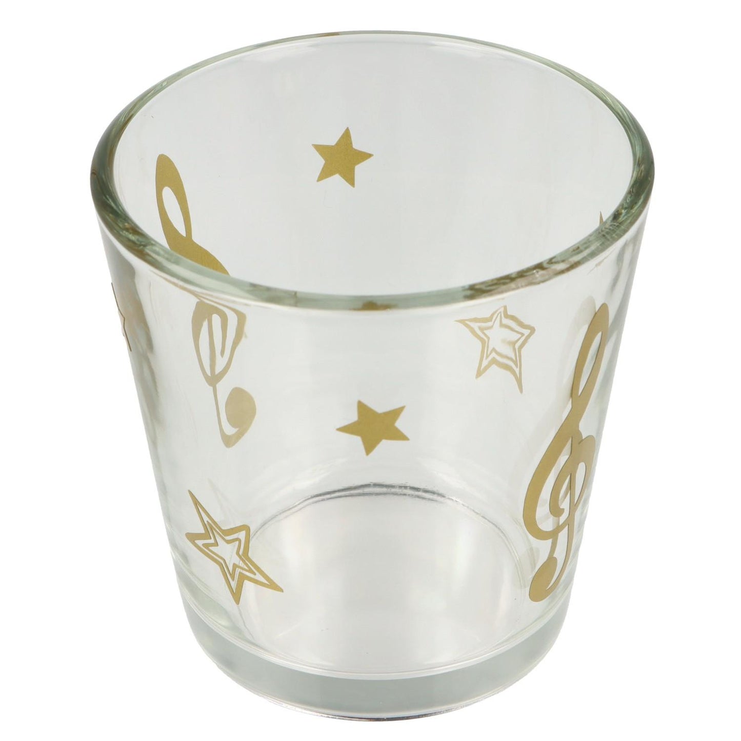 Christmas tealight glass with treble clef and stars, lantern