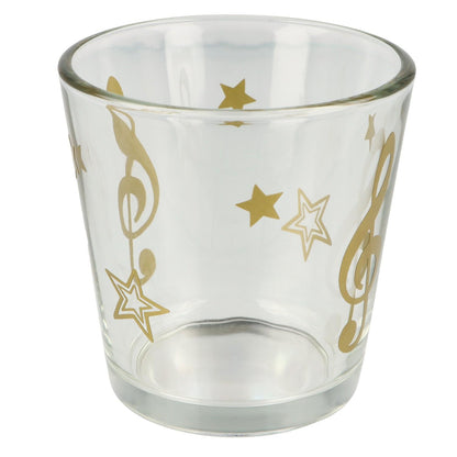 Christmas tealight glass with treble clef and stars, lantern