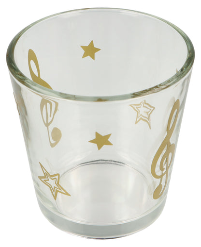 Christmas tealight glass with treble clef and stars, lantern