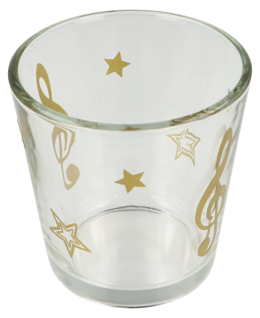Christmas tealight glass with treble clef and stars, lantern