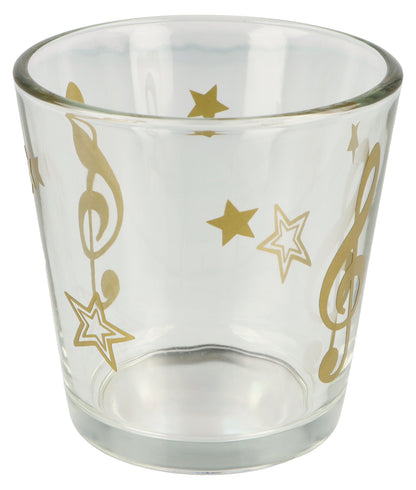 Christmas tealight glass with treble clef and stars, lantern