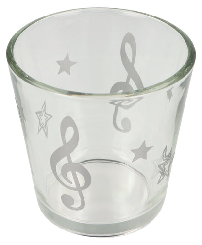 Christmas tealight glass with treble clef and stars, lantern