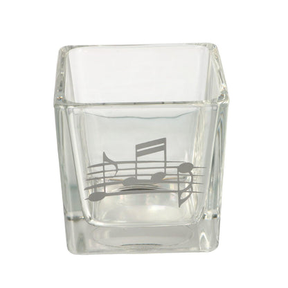 square tealight glass with music line and note in different colors