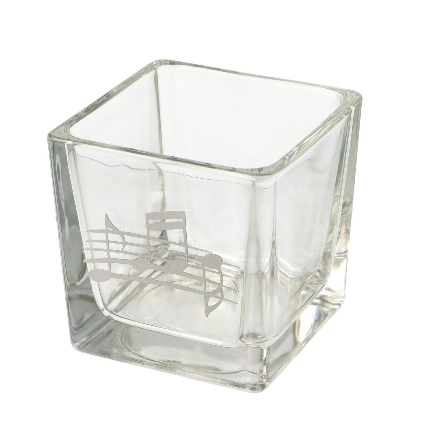 square tealight glass with music line and note in different colors