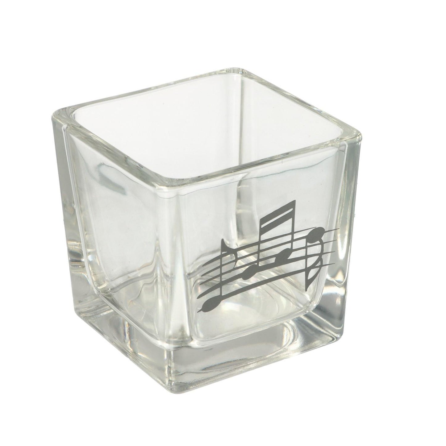 square tealight glass with music line and note in different colors