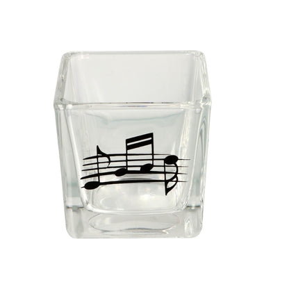 square tealight glass with music line and note in different colors