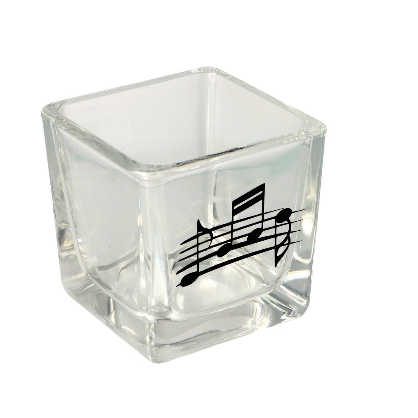 square tealight glass with music line and note in different colors