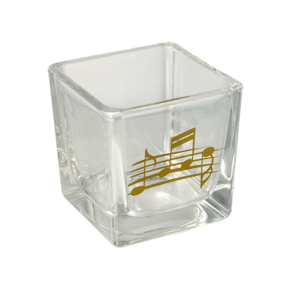 square tealight glass with music line and note in different colors