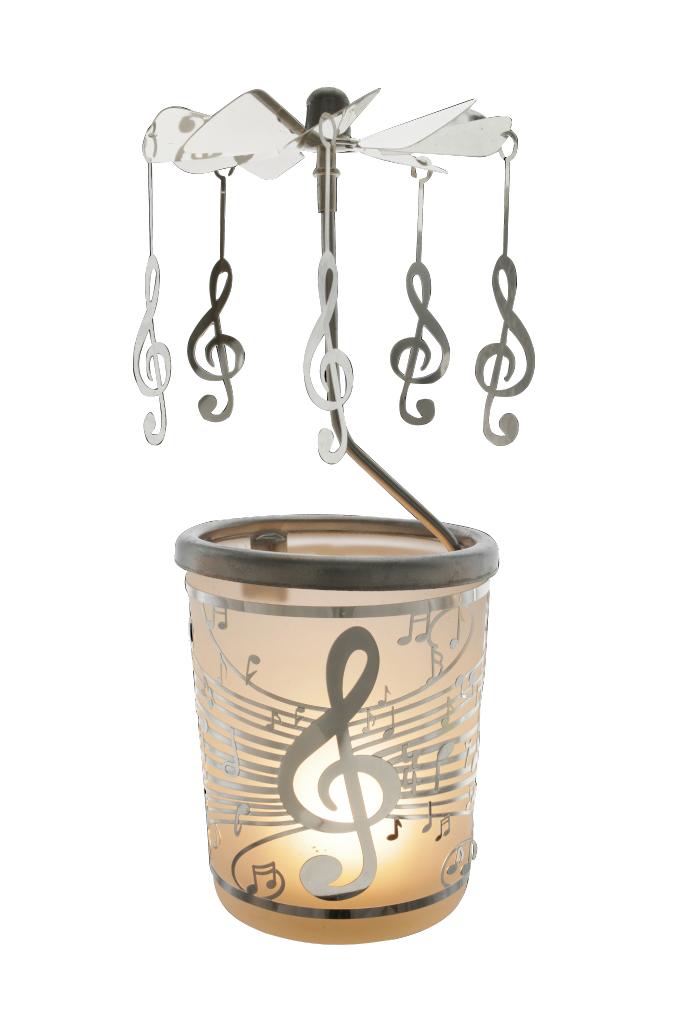 Lantern glass carousel "Eine kleine Nachtmusik" and treble clef pendants