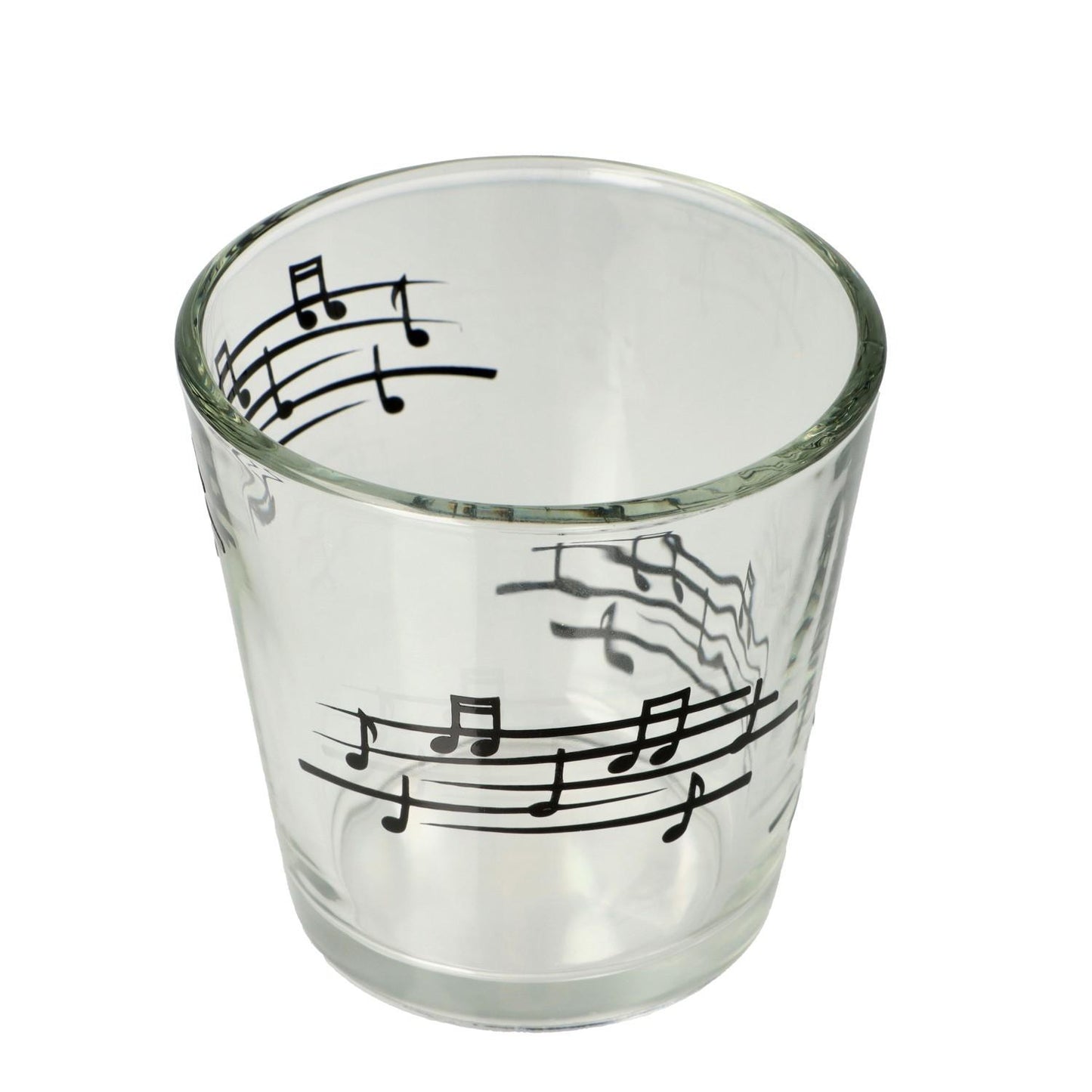 Tealight glass with music lines black