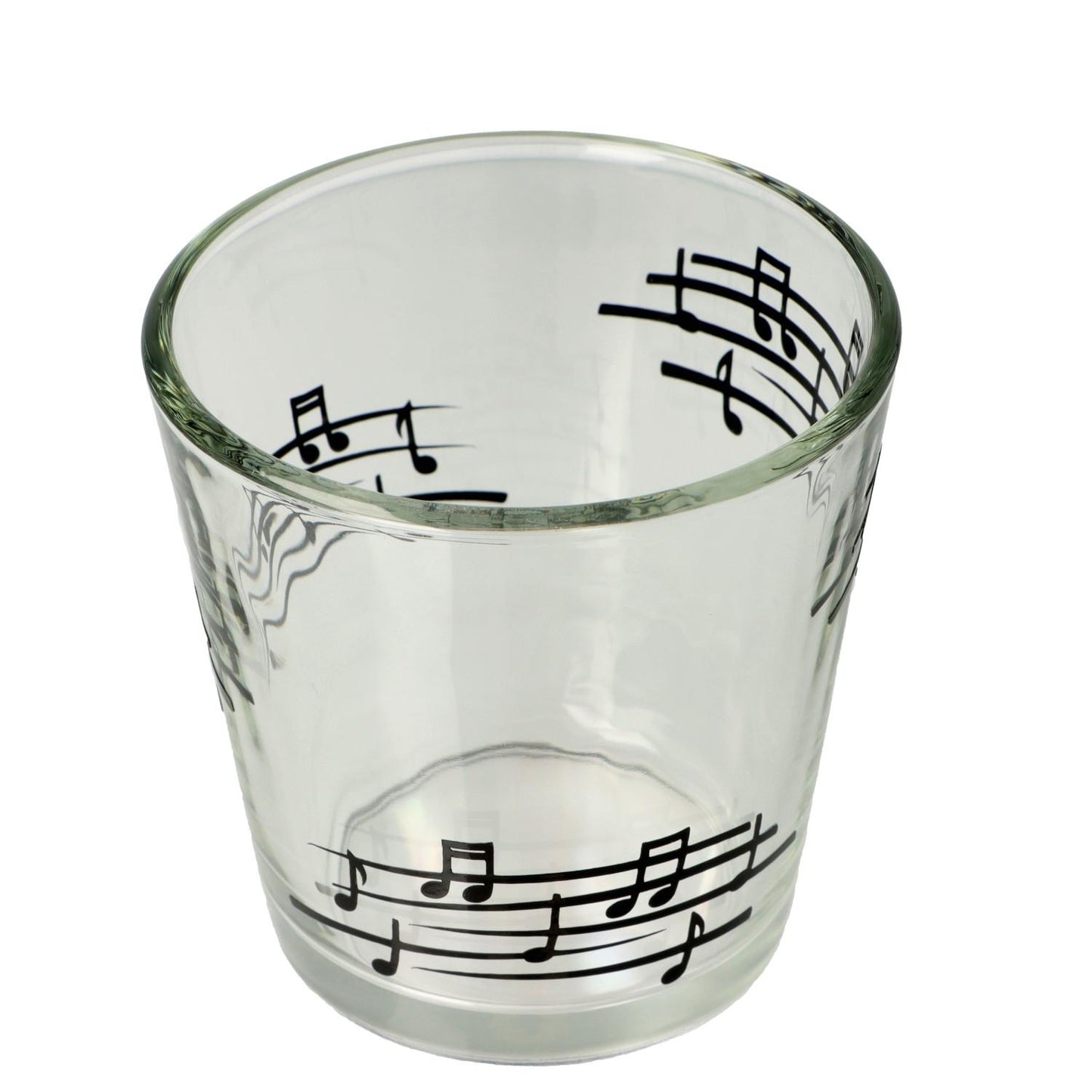 Tealight glass with music lines black