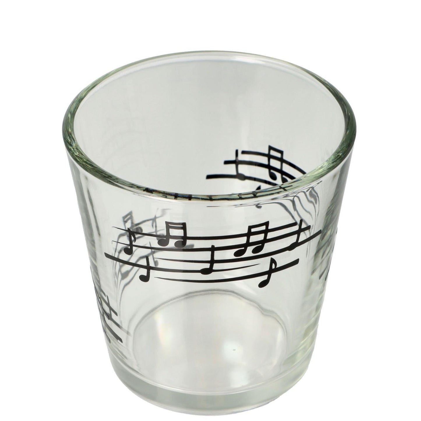 Tealight glass with music lines black