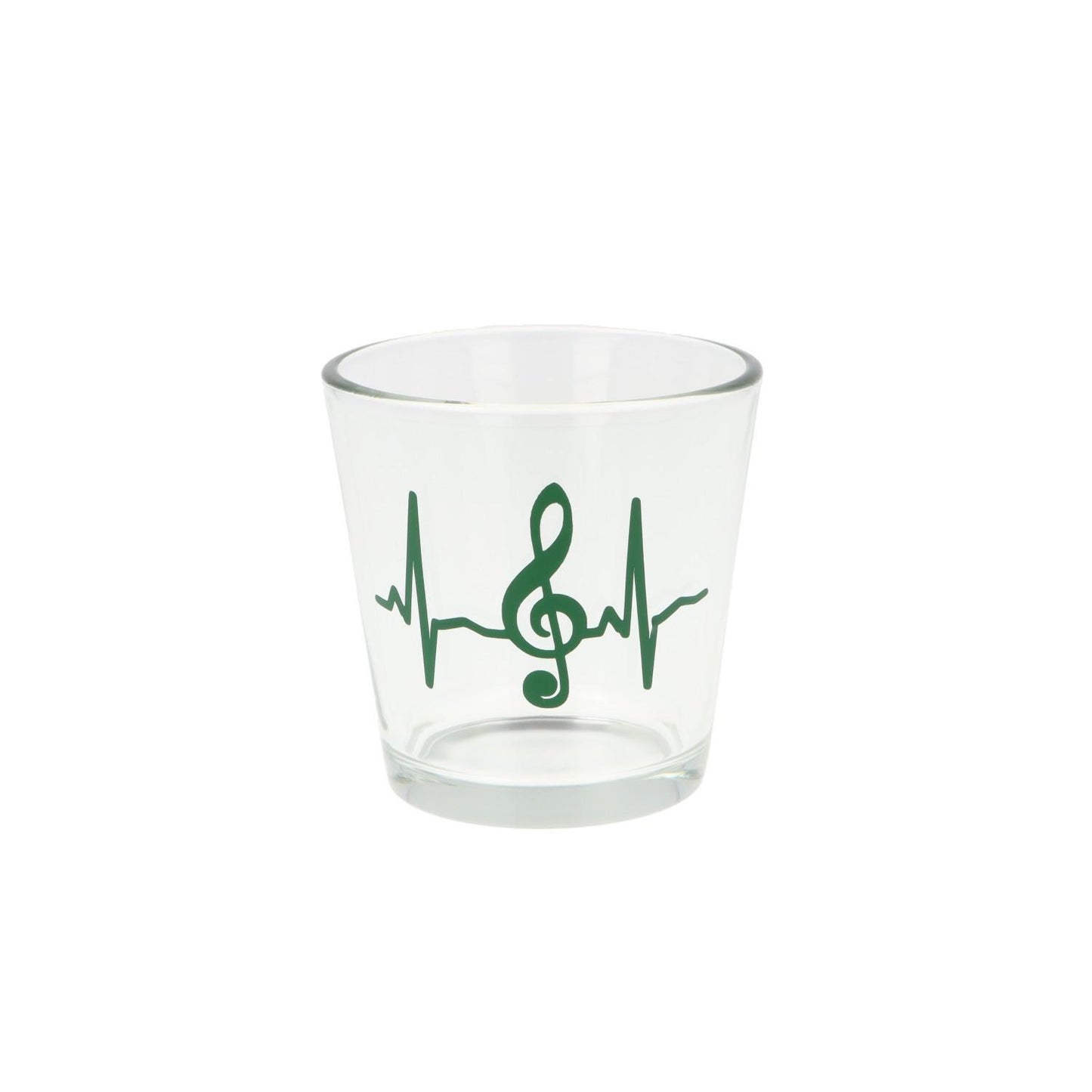 Teelichtglas mit Herzschlag und Violinschlüssel, Windlicht