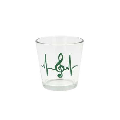 Teelichtglas mit Herzschlag und Violinschlüssel, Windlicht