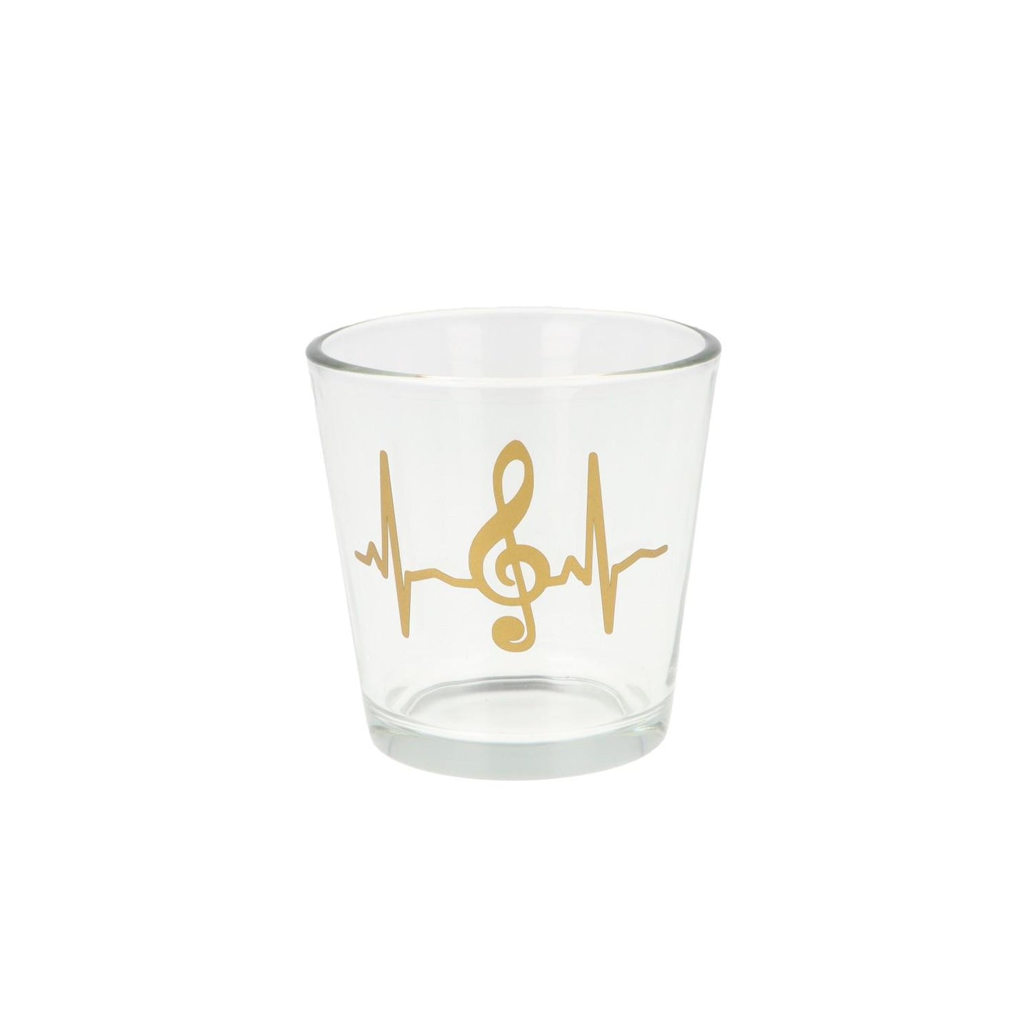 Teelichtglas mit Herzschlag und Violinschlüssel, Windlicht