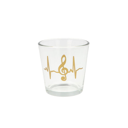 Teelichtglas mit Herzschlag und Violinschlüssel, Windlicht