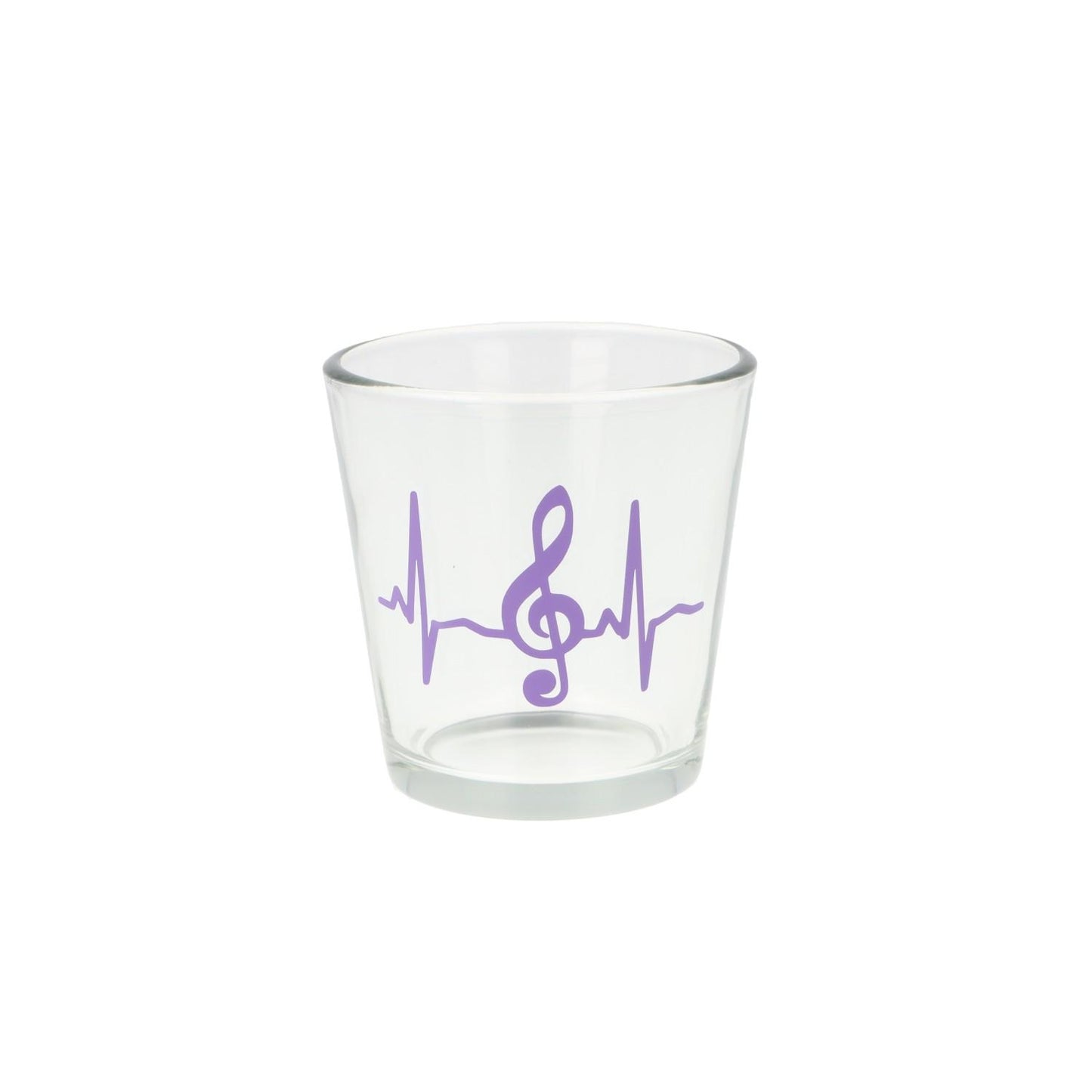 Teelichtglas mit Herzschlag und Violinschlüssel, Windlicht