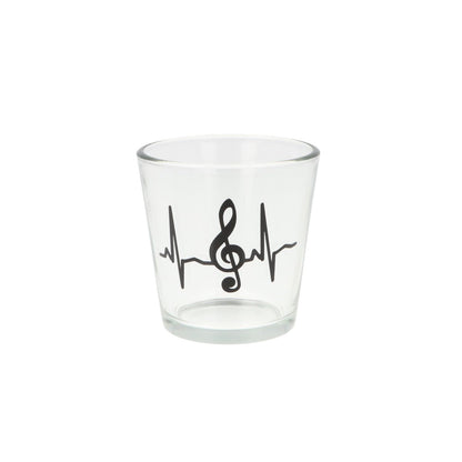 Teelichtglas mit Herzschlag und Violinschlüssel, Windlicht