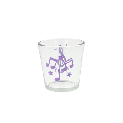 Teelichtglas mit Violinschlüssel, Noten und Sterne, Windlicht