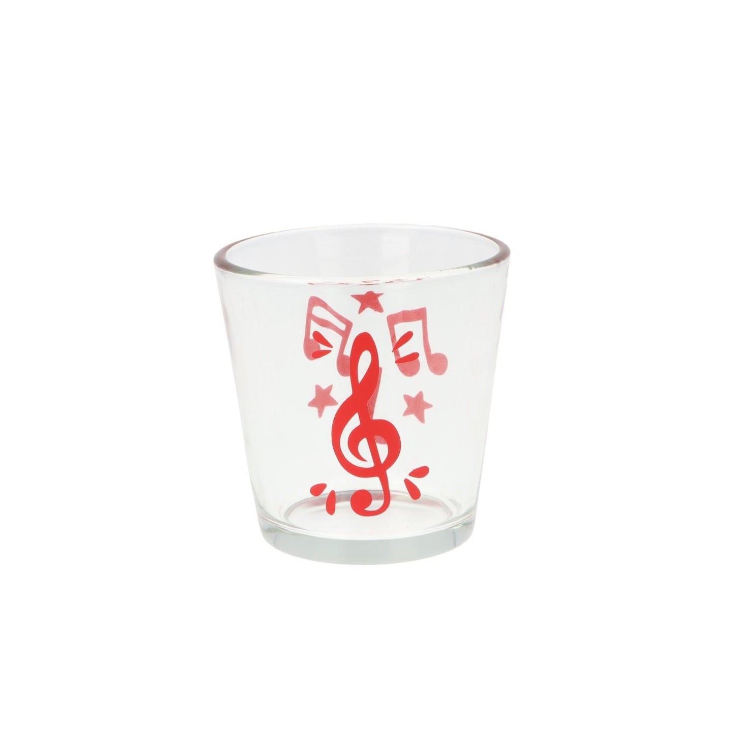 Teelichtglas mit Violinschlüssel, Noten und Sterne, Windlicht
