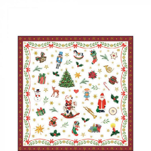Servietten Ornaments all over red (Cocktailformat)