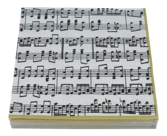 Servietten "Musica", Notenzeilen mit Goldrand