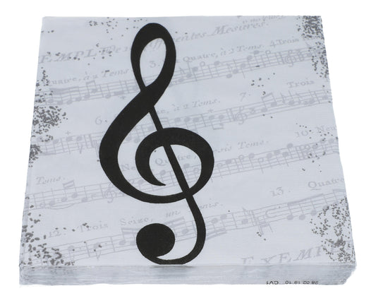 Napkins "I Love Music", black treble clef and music lines