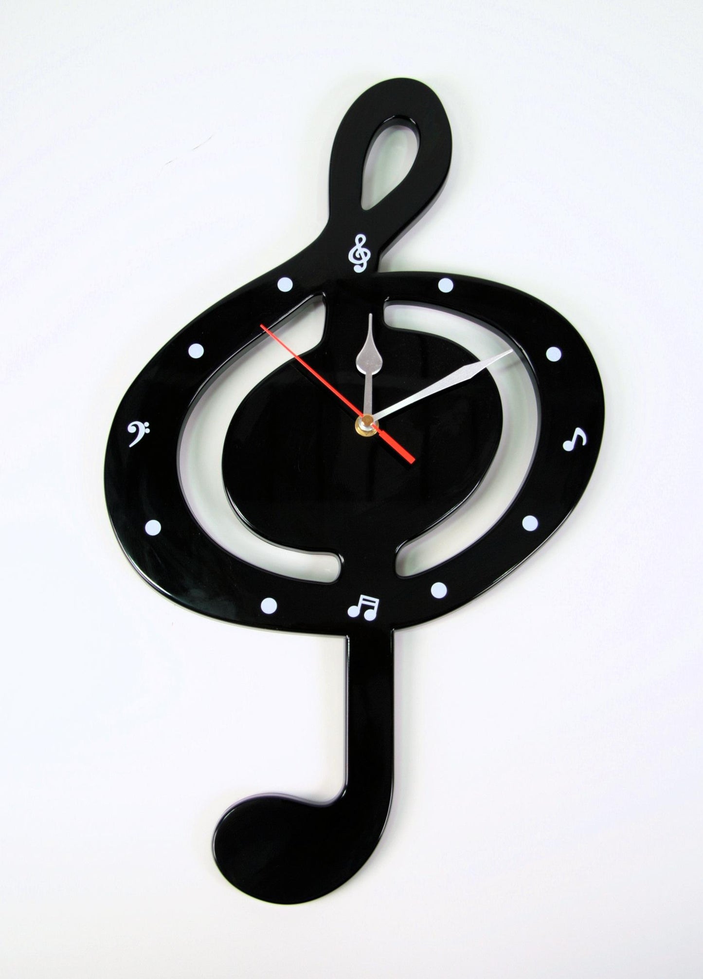 Treble Clef Wall Clock, Black